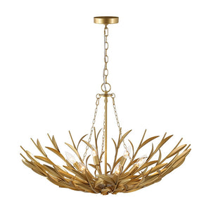 LightFixturesUSA - Vintage Luxe Gold Bloom Leaf Branch Oversized Basket Chandelier - Chandelier - 33.5 in. - 