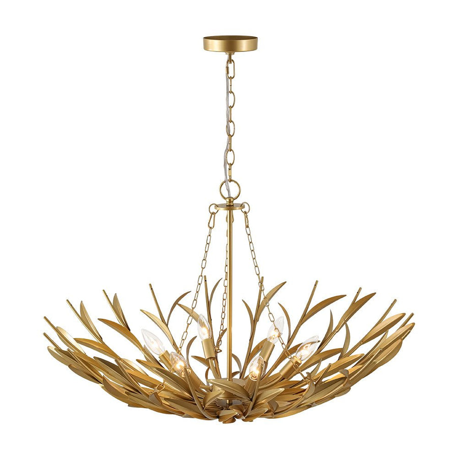 LightFixturesUSA - Vintage Luxe Gold Bloom Leaf Branch Oversized Basket Chandelier - Chandelier - 33.5 in. - 