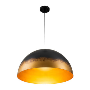 LightFixturesUSA - Vintage Luxe Gradient Black Gold Oversized Iron Dome Pendant - Pendant Light - 23.6 in - 