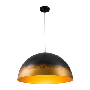 LightFixturesUSA - Vintage Luxe Gradient Black Gold Oversized Iron Dome Pendant - Pendant Light - 23.6 in - 