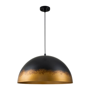 LightFixturesUSA - Vintage Luxe Gradient Black Gold Oversized Iron Dome Pendant - Pendant Light - 23.6 in - 