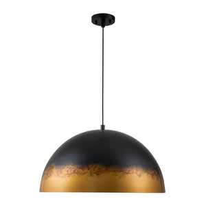 LightFixturesUSA - Vintage Luxe Gradient Black Gold Oversized Iron Dome Pendant - Pendant Light - 23.6 in - 