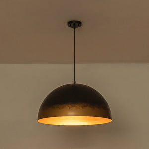 LightFixturesUSA - Vintage Luxe Gradient Black Gold Oversized Iron Dome Pendant - Pendant Light - 23.6 in - 