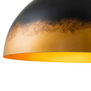LightFixturesUSA - Vintage Luxe Gradient Black Gold Oversized Iron Dome Pendant - Pendant Light - 23.6 in - 