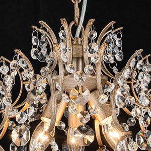 LightFixturesUSA - Vintage Luxury 3 - Light Draped Crystal Accented Chandelier - Chandelier - 15.7in - 