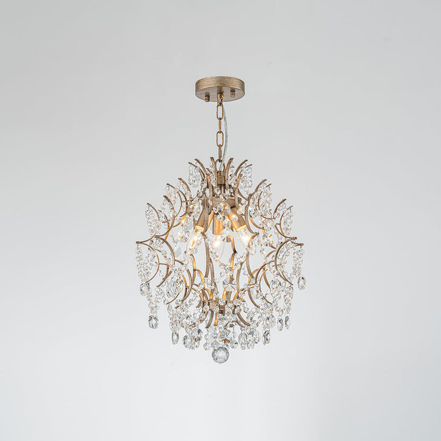 LightFixturesUSA - Vintage Luxury 3 - Light Draped Crystal Accented Chandelier - Chandelier - 15.7in - 