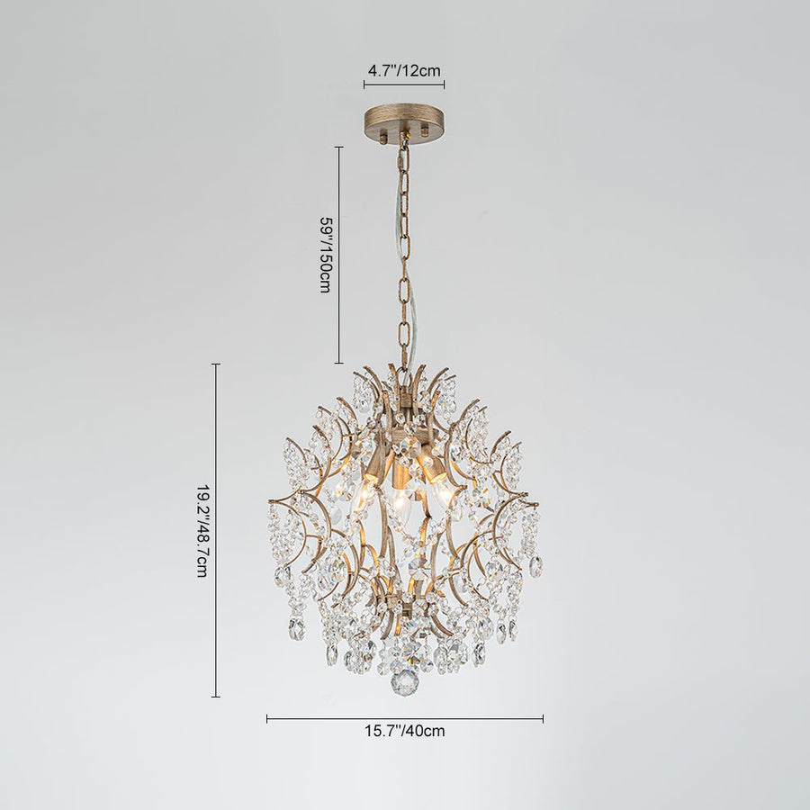 LightFixturesUSA - Vintage Luxury 3 - Light Draped Crystal Accented Chandelier - Chandelier - 15.7in - 