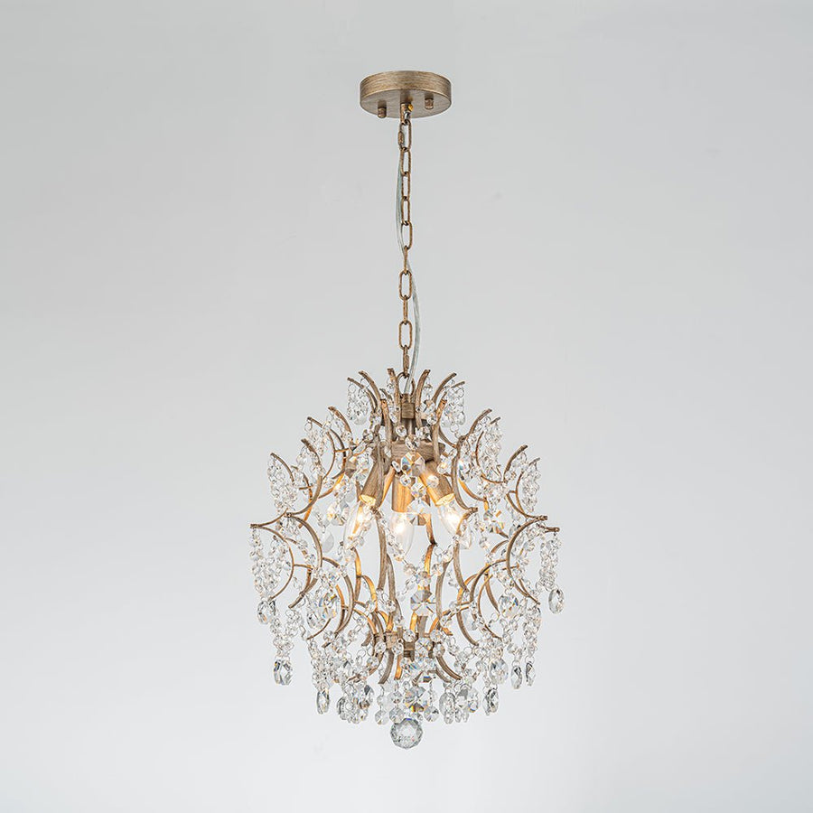 LightFixturesUSA - Vintage Luxury 3 - Light Draped Crystal Accented Chandelier - Chandelier - 15.7in - 