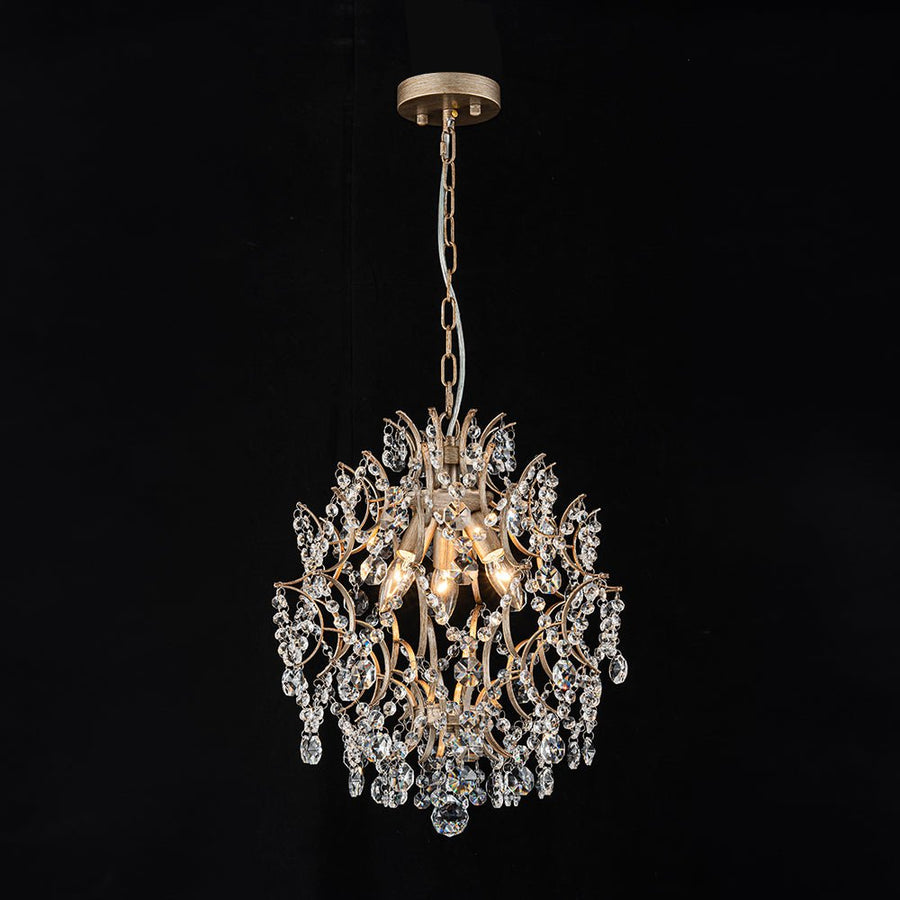 LightFixturesUSA - Vintage Luxury 3 - Light Draped Crystal Accented Chandelier - Chandelier - 15.7in - 