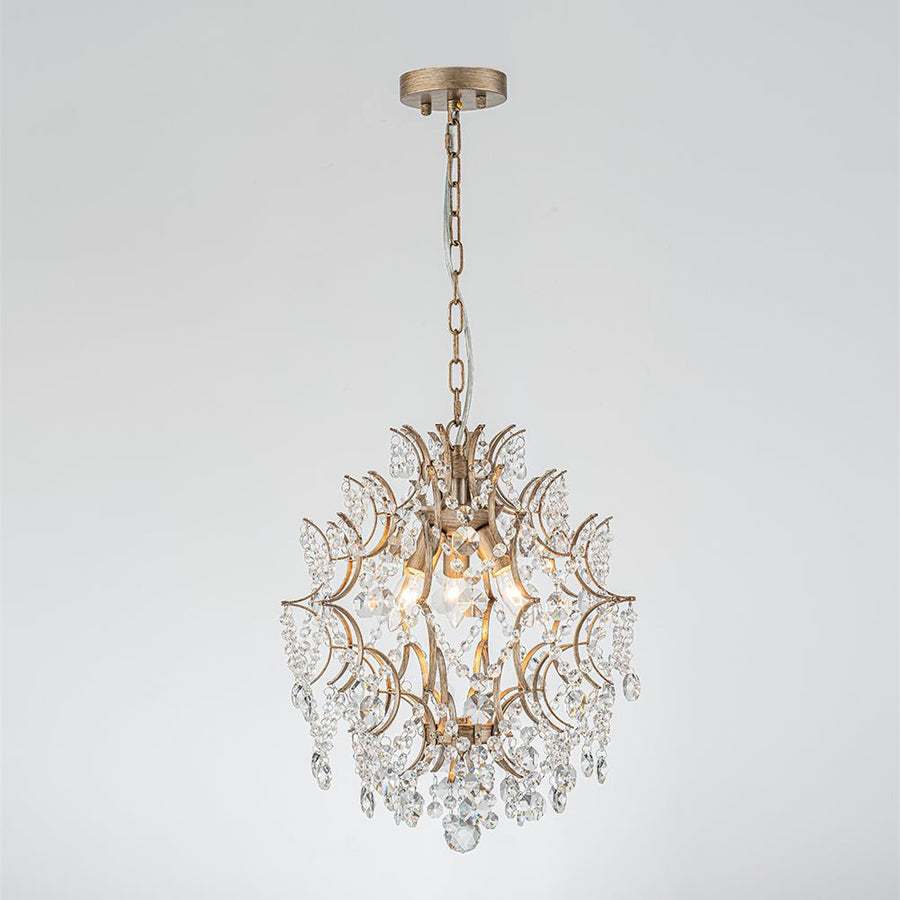 LightFixturesUSA - Vintage Luxury 3 - Light Draped Crystal Accented Chandelier - Chandelier - 15.7in - 