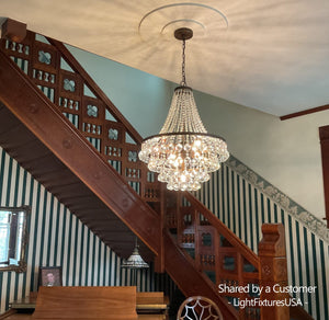 LightFixturesUSA - Vintage Luxury Antique Bronze Crystal Empire Chandelier - Chandelier - Antique - 