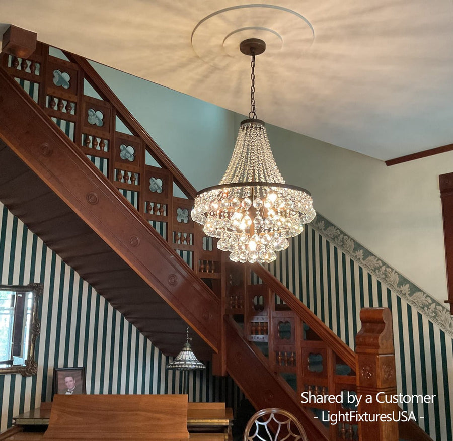 LightFixturesUSA - Vintage Luxury Antique Bronze Crystal Empire Chandelier - Chandelier - Antique - 