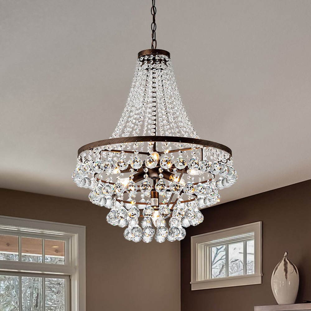 Vintage Luxury Antique Bronze Crystal Empire Chandelier