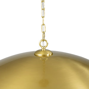 LightFixturesUSA - Vintage Oversized Flat Dome Metal Pendant Light - Chandelier - Brass - 1 - Lt