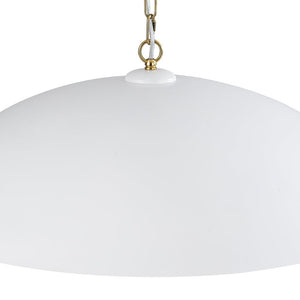 LightFixturesUSA - Vintage Oversized Flat Dome Metal Pendant Light - Chandelier - Matte White+Gold (Pre - Order) - 1 - Lt