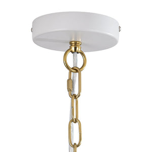 LightFixturesUSA - Vintage Oversized Flat Dome Metal Pendant Light - Chandelier - Matte White+Gold (Pre - Order) - 1 - Lt