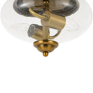 LightFixturesUSA - Vintage Round Clear Seeded Glass Flush Mount Ceiling Light - Ceiling Light - Black - 