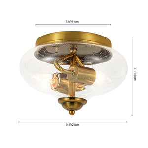 LightFixturesUSA - Vintage Round Clear Seeded Glass Flush Mount Ceiling Light - Ceiling Light - Black - 