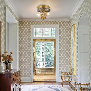 LightFixturesUSA - Vintage Round Clear Seeded Glass Flush Mount Ceiling Light - Ceiling Light - Black - 