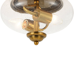 LightFixturesUSA - Vintage Round Clear Seeded Glass Flush Mount Ceiling Light - Ceiling Light - Black - 