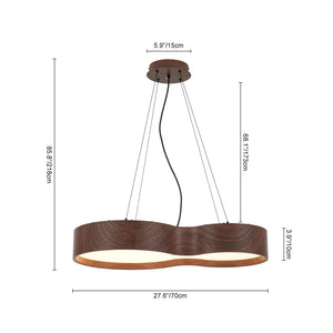 LightFixturesUSA-Violin Style 5CCT Dimmable LED Walnut Grain Pendant Light-Pendant Light-27.6 in-