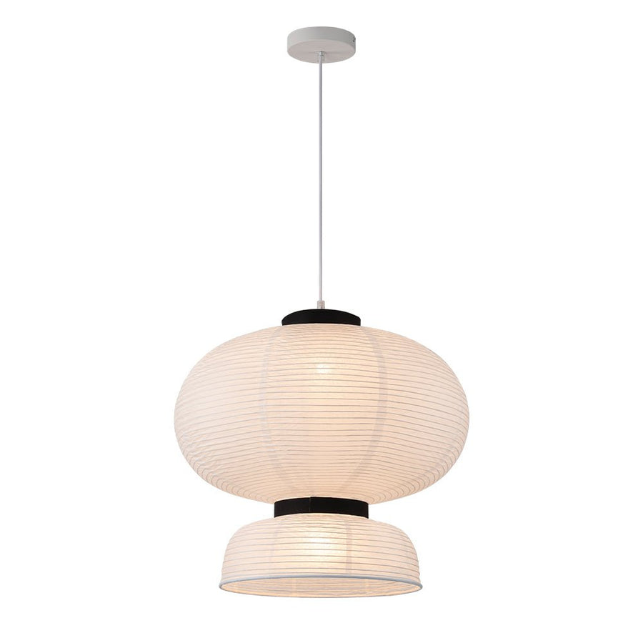 LightFixturesUSA - Wabi Sabi 1 - Light Beige Paper Lantern Pendant Light - Chandelier - Small Ball + Wide Dome - 