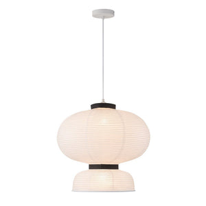 LightFixturesUSA - Wabi Sabi 1 - Light Beige Paper Lantern Pendant Light - Chandelier - Small Ball + Wide Dome - 