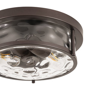 LightFixturesUSA-Water Hammered Glass Round Flush Mount Ceiling Light-Ceiling Light-Oil Rubbed Bronze-
