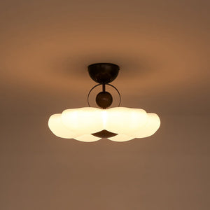 LightFixturesUSA - White Camellia Bloom Dimmable LED Semi Flush Mount Light - Ceiling Light - 19.7 in - 