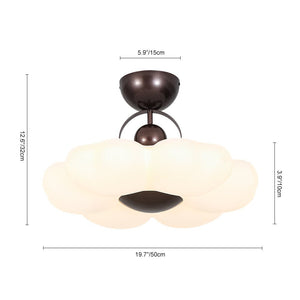 LightFixturesUSA - White Camellia Bloom Dimmable LED Semi Flush Mount Light - Ceiling Light - 19.7 in - 