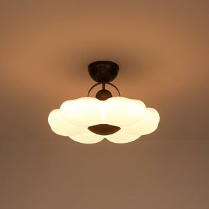 LightFixturesUSA - White Camellia Bloom Dimmable LED Semi Flush Mount Light - Ceiling Light - 19.7 in - 