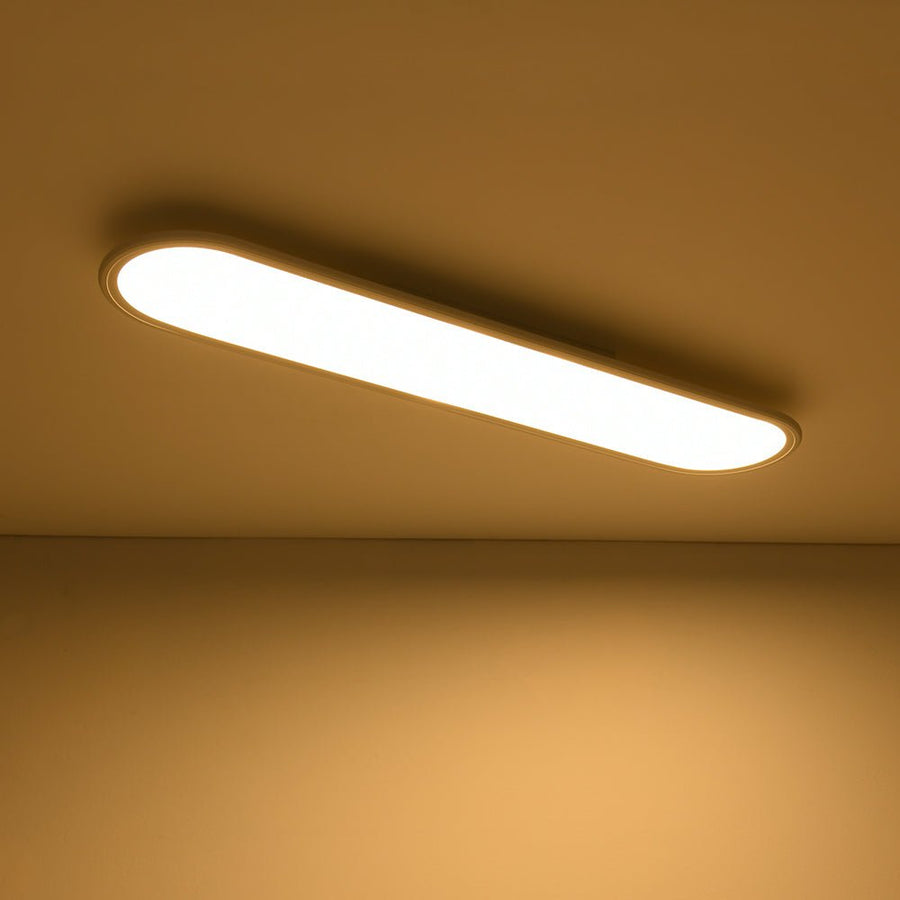 LightFixturesUSA - White Long Oval Warm Dimmable LED Semi Flush Mount - Ceiling Light - 35.4 in - 