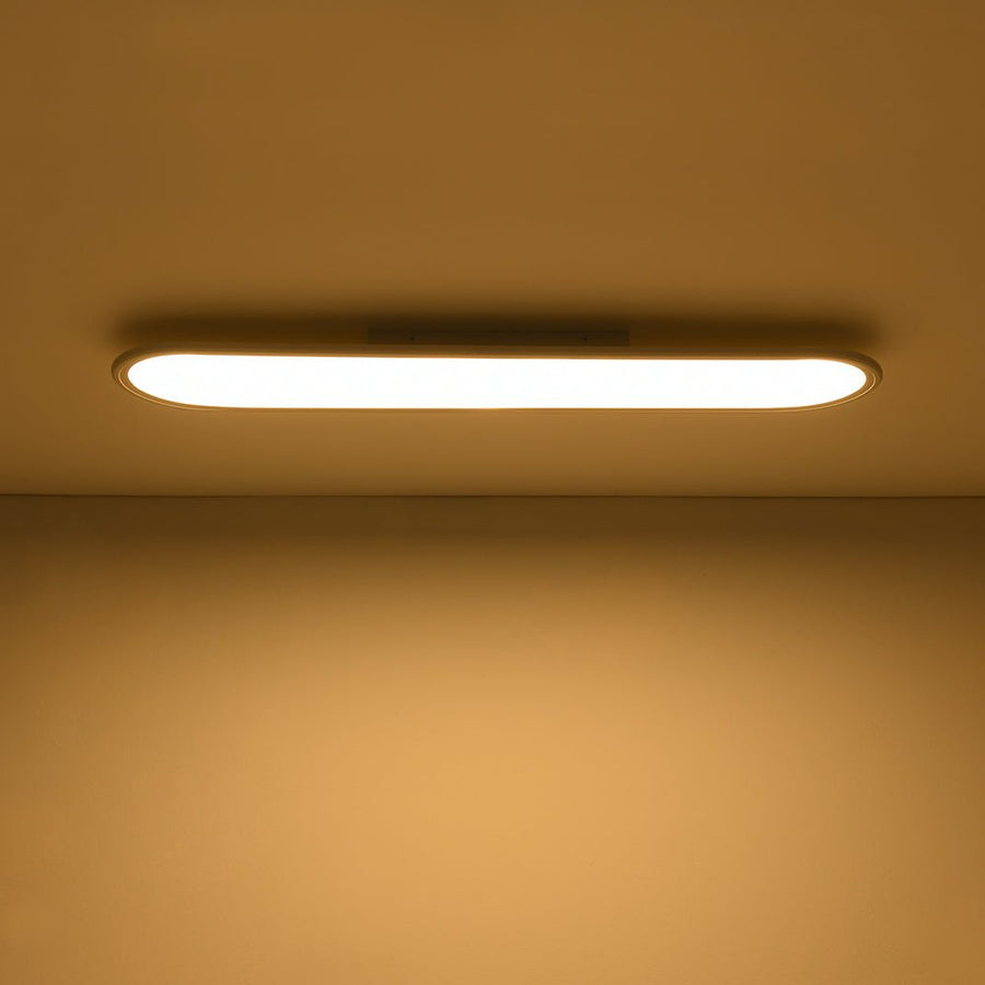 LightFixturesUSA - White Long Oval Warm Dimmable LED Semi Flush Mount - Ceiling Light - 35.4 in - 