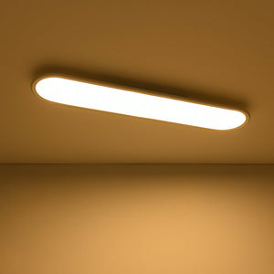 LightFixturesUSA - White Long Oval Warm Dimmable LED Semi Flush Mount - Ceiling Light - 35.4 in - 