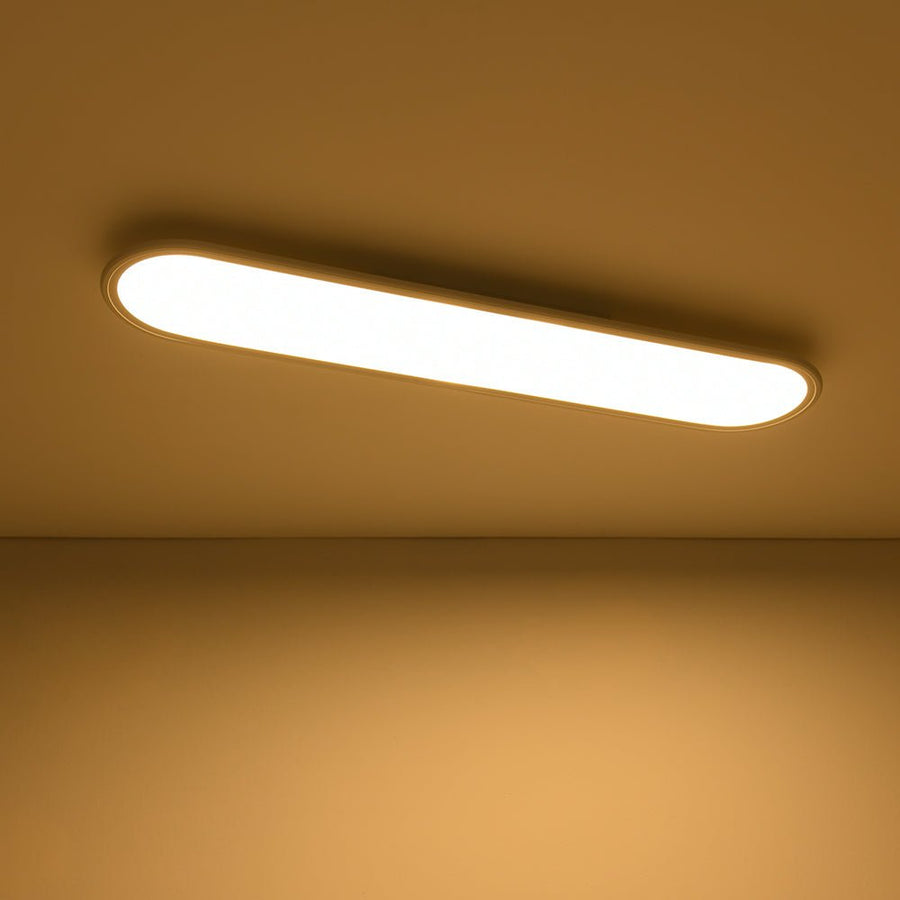 LightFixturesUSA - White Long Oval Warm Dimmable LED Semi Flush Mount - Ceiling Light - 35.4 in - 