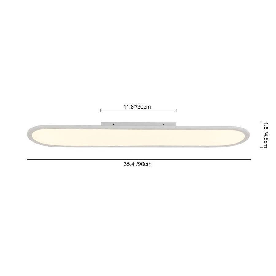 LightFixturesUSA - White Long Oval Warm Dimmable LED Semi Flush Mount - Ceiling Light - 35.4 in - 