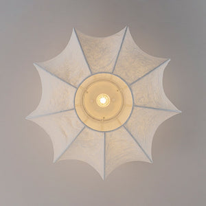 LightFixturesUSA - White Silk Scalloped Cage Flush Mount Ceiling Light - Ceiling Light - 19.3 in - 