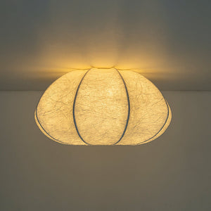 LightFixturesUSA - White Silk Scalloped Cage Flush Mount Ceiling Light - Ceiling Light - 19.3 in - 
