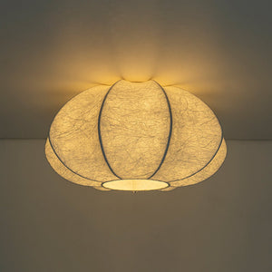 LightFixturesUSA - White Silk Scalloped Cage Flush Mount Ceiling Light - Ceiling Light - 19.3 in - 
