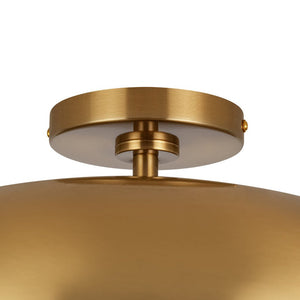 LightFixturesUSA - Wide Iron Dome Dimmable LED Semi Flush Ceiling Light - Ceiling Light - Brass - 