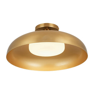 LightFixturesUSA - Wide Iron Dome Dimmable LED Semi Flush Ceiling Light - Ceiling Light - Brass - 