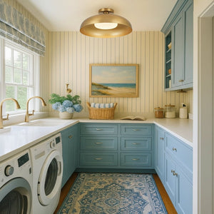 LightFixturesUSA - Wide Iron Dome Dimmable LED Semi Flush Ceiling Light - Ceiling Light - Brass - 