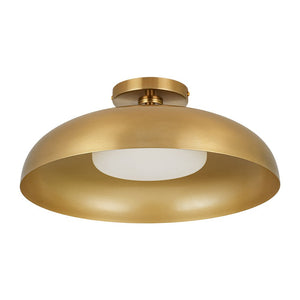 LightFixturesUSA - Wide Iron Dome Dimmable LED Semi Flush Ceiling Light - Ceiling Light - Brass - 