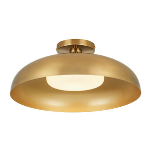 LightFixturesUSA - Wide Iron Dome Dimmable LED Semi Flush Ceiling Light - Ceiling Light - Brass - 