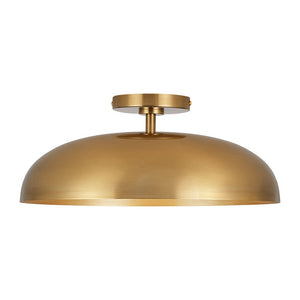 LightFixturesUSA - Wide Iron Dome Dimmable LED Semi Flush Ceiling Light - Ceiling Light - Brass - 