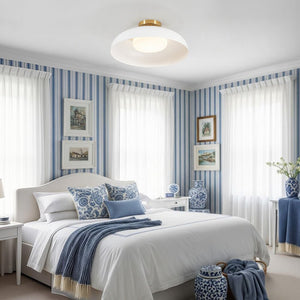 LightFixturesUSA - Wide Iron Dome Dimmable LED Semi Flush Ceiling Light - Ceiling Light - White - 