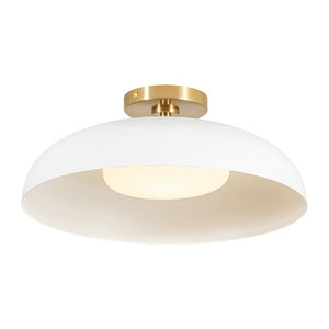 LightFixturesUSA - Wide Iron Dome Dimmable LED Semi Flush Ceiling Light - Ceiling Light - White - 