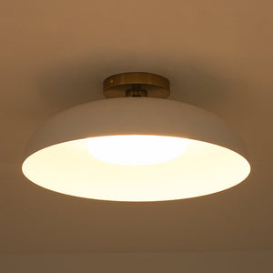 LightFixturesUSA - Wide Iron Dome Dimmable LED Semi Flush Ceiling Light - Ceiling Light - White - 