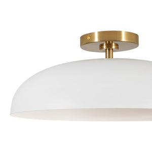 LightFixturesUSA - Wide Iron Dome Dimmable LED Semi Flush Ceiling Light - Ceiling Light - White - 