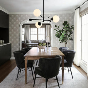 LightFixturesUSA - Wind - Vane Tiered 3 - Light Opal Glass Globe Sputnik Chandelier - Chandelier - Black - 